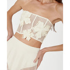 Hollow Out Cutout-out Tube Top Lace-up Solid Color High Waist Bikini Skirt Set Split Swimsuit Women Thunder