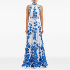 Spring Summer Star Printed Casual Vacation Dress Halter Maxi Dress Olady