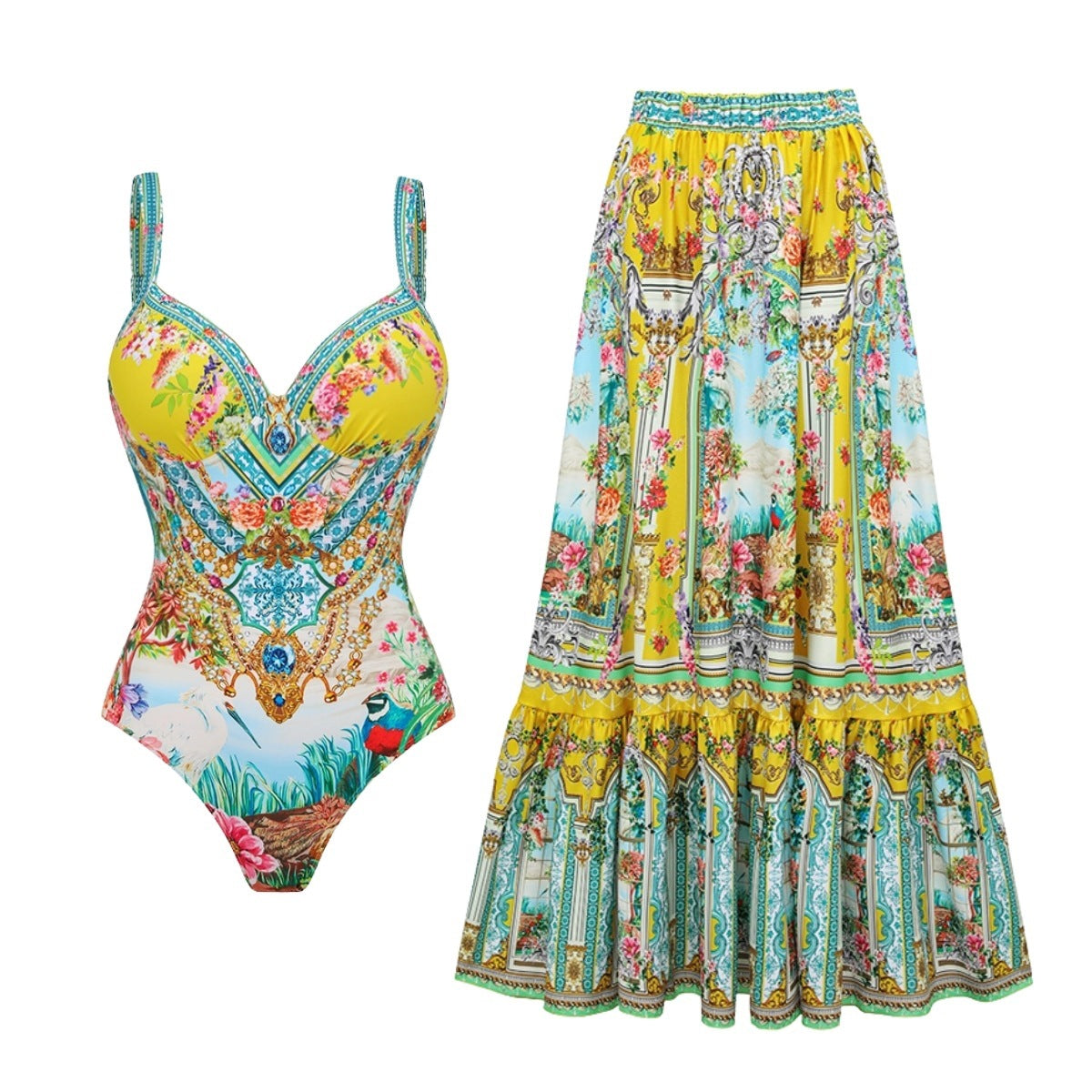 Sling Hard Bag Swimsuit Long Skirt Suit