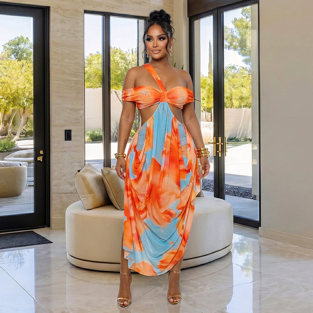 Women Clothing Early Summer Sexy Exquisite Beach Print Dress Miss Siss
