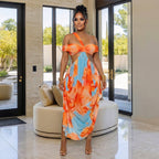 Women Clothing Early Summer Sexy Exquisite Beach Print Dress Miss Siss