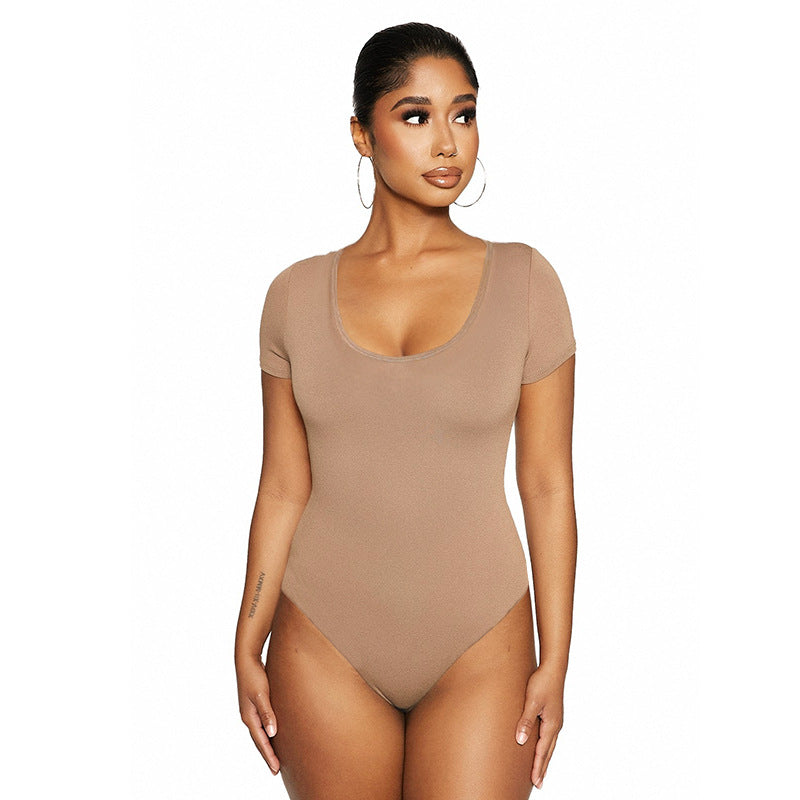 Body de manga larga con cuello en U y rayón ajustado para mujer, ropa de moda de otoño