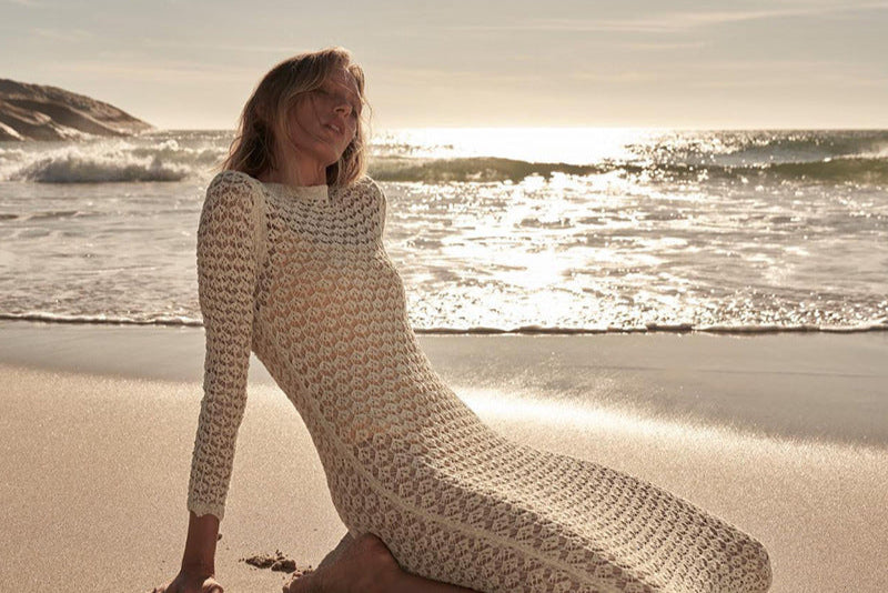Winter Knitting Midi Dress Solid Color Knitted Hollow Out Cutout Out Long Sleeve Slim Fit Sexy Dress Women Crochet hook