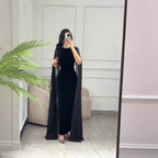 Robe fourreau en velours à manches courtes, automne-hiver, style Moyen-Orient, pour femme.