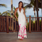 Sexy Sling Dress Summer Printed Wrapped Chest Sleeveless Backless Pleated Slim Hip for Women XINXI