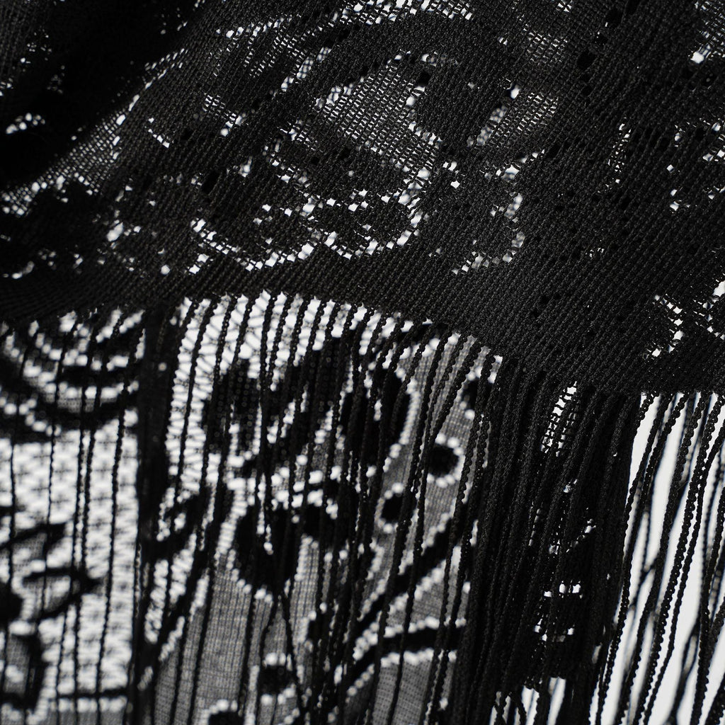 Nylon Hollow Out Cutout Breathable Tassel Triangle Shawl Women Scarf SallyCover