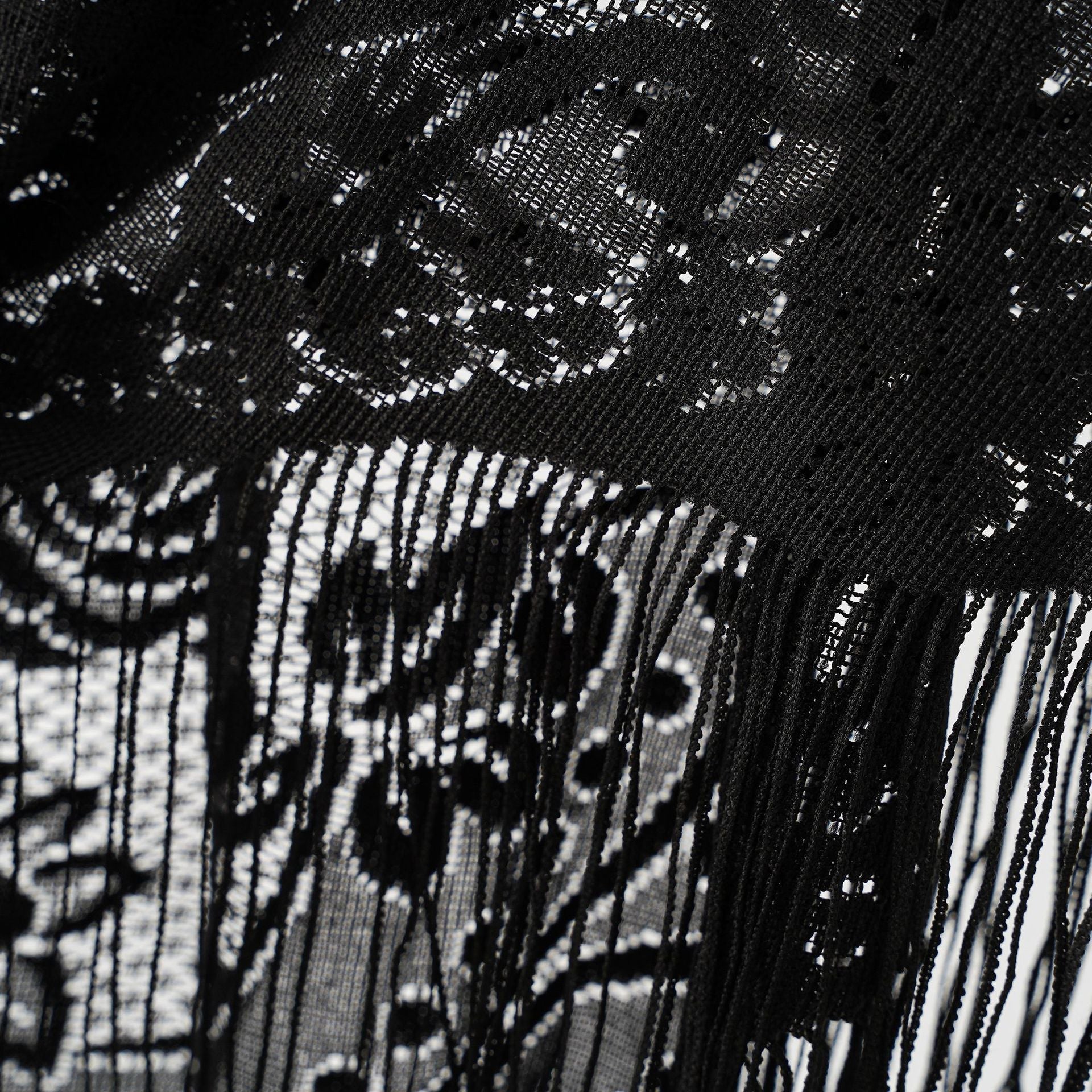 Nylon Hollow Out Cutout Breathable Tassel Triangle Shawl Women Scarf SallyCover