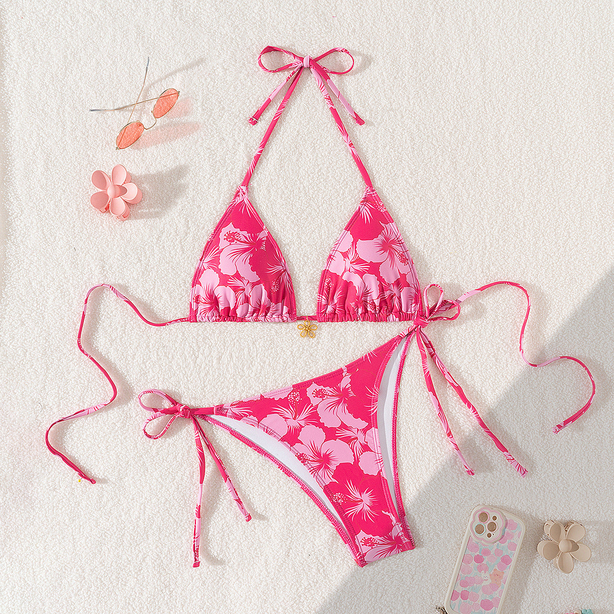 Bikini Triangle Cup Printed Sexy Bikini Split Swimsuit Swimwear Women