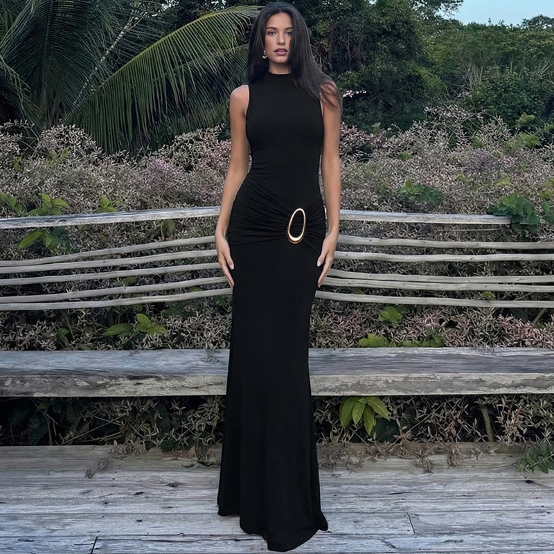 Women Clothing High Waist Twisted Sexy Backless Sheath Dress BULLINGER