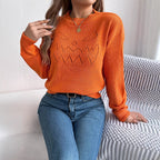 Suéter de manga larga con farol recortado y hueco de color sólido para Halloween, ropa para mujer
