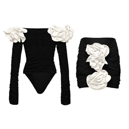 Black and White Long-Sleeve Suit