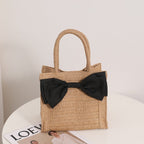 Sweet Bow Straw Bag Cute Girl Portable Straw Bag Woven Bag Seaside Vacation Beach Bag EaseWoven