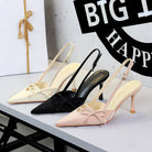 Side Bow Pointed Toe Slingback Buckle Stiletto Heel Ladies Cocktail Women Shoes ForestFootwear