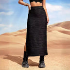 Summer Best Women Clothes Water Ripple High Waist Slit Sheath Skirt Women ChooUn