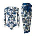 Model Bikinyamasun Coconut Print Long Sleeved Sun Protection Beach Two Piece Sets Conservative Swimsuit Peaches