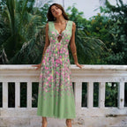 Swimsuit Green Floral One Piece Swimsuit Women Halter Set ShineRealm