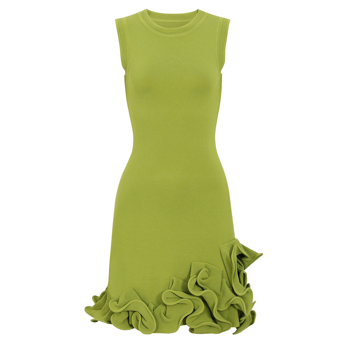 Summer Sleeveless round Neck Knitted All Matching Slim Fit Slimming Classic Plate Floral Dress Dimenssa