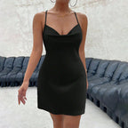 Vestido adelgazante de corte A con cintura controlada y diseño sexy en la espalda con cordones