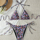 French Floral Sexy Lace up Bikini Swimsuit CSC