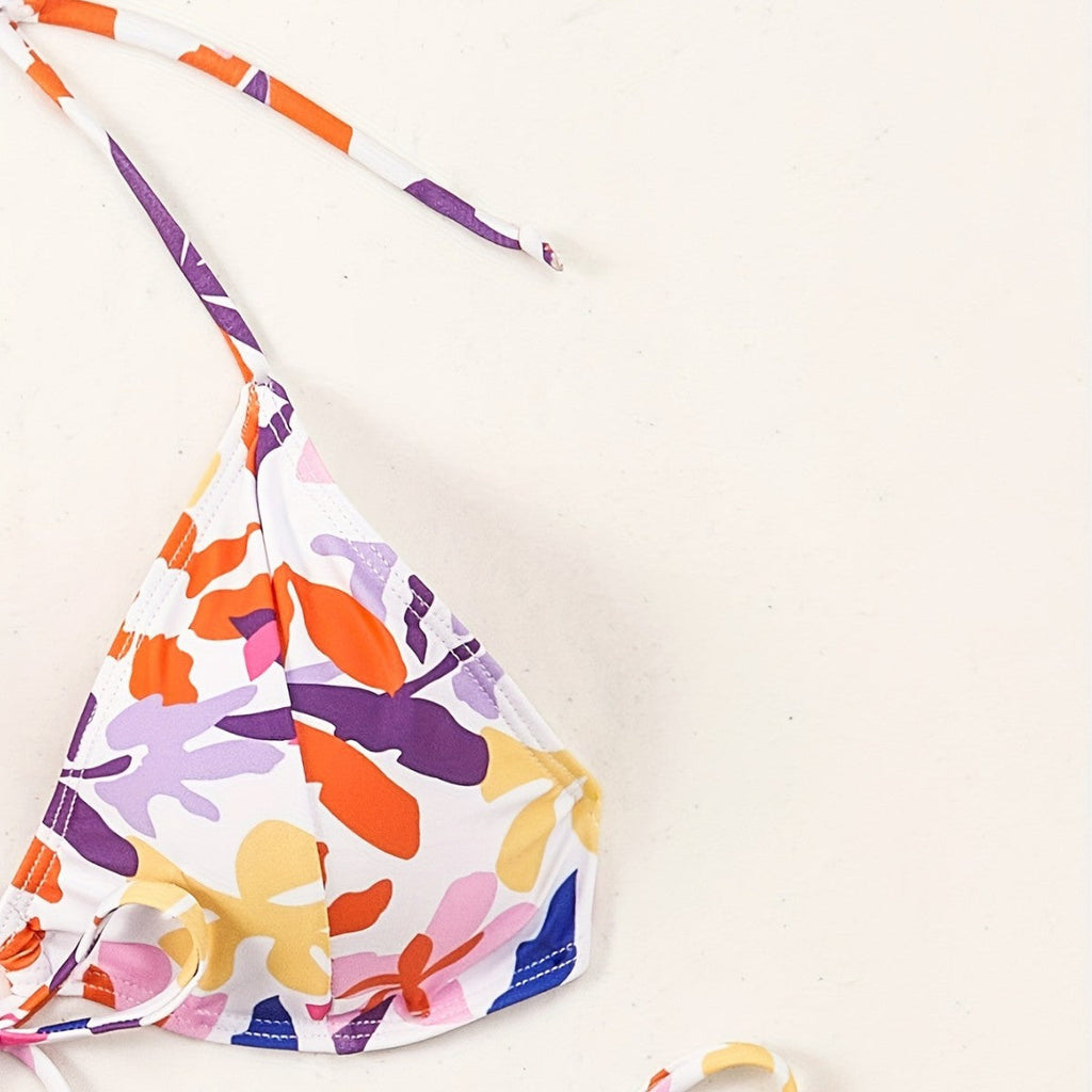 Women Clothing Big Floral Print Halter Sexy Push up Swimsuit Women Bikini MagicSwing