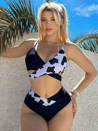 Bikini Printing Tied High Waist Sexy Bikini Split Swimsuit Swimwear WithWind