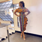 Elegant Printing Tree Fungus like Lacework Contrast Color Slim Fit Back Slit Dress