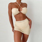 Bikini Drawstring Backless Three Piece Sexy Bikini Swimsuit Swimwear Women WithWind