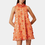 Socialite Heavy Industry Beads Sleeveless Short Dress Three Dimensional Floral Decoration Design Short Tulle Tutu Dress Ory