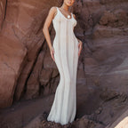 Spring Summer Women Clothing Backless Sexy Hip Knitwear Beach Dress Blouse Dress MULAN