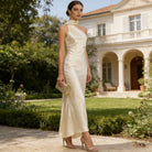 Summer Elegant Retro Solid Color off the Shoulder Dress Slim Fit Slimming Fashionable Dress Women Sailfish
