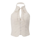 Women Clothing Summer Street Design Retro Slim Fit Backless Short Top for Women Burgatti
