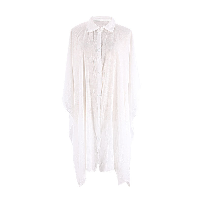 Bamboo Cotton Shirt Loose Beach Cardigan Vacation Sun Protection Clothing Beach Cover Up Swimsuit Outwear Cardigan EvenStar