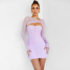 Robe sexy à manches longues et élégante pour femme, coupe slim et design épuré