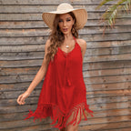 Vestido playero de verano con borlas para bikini o playa