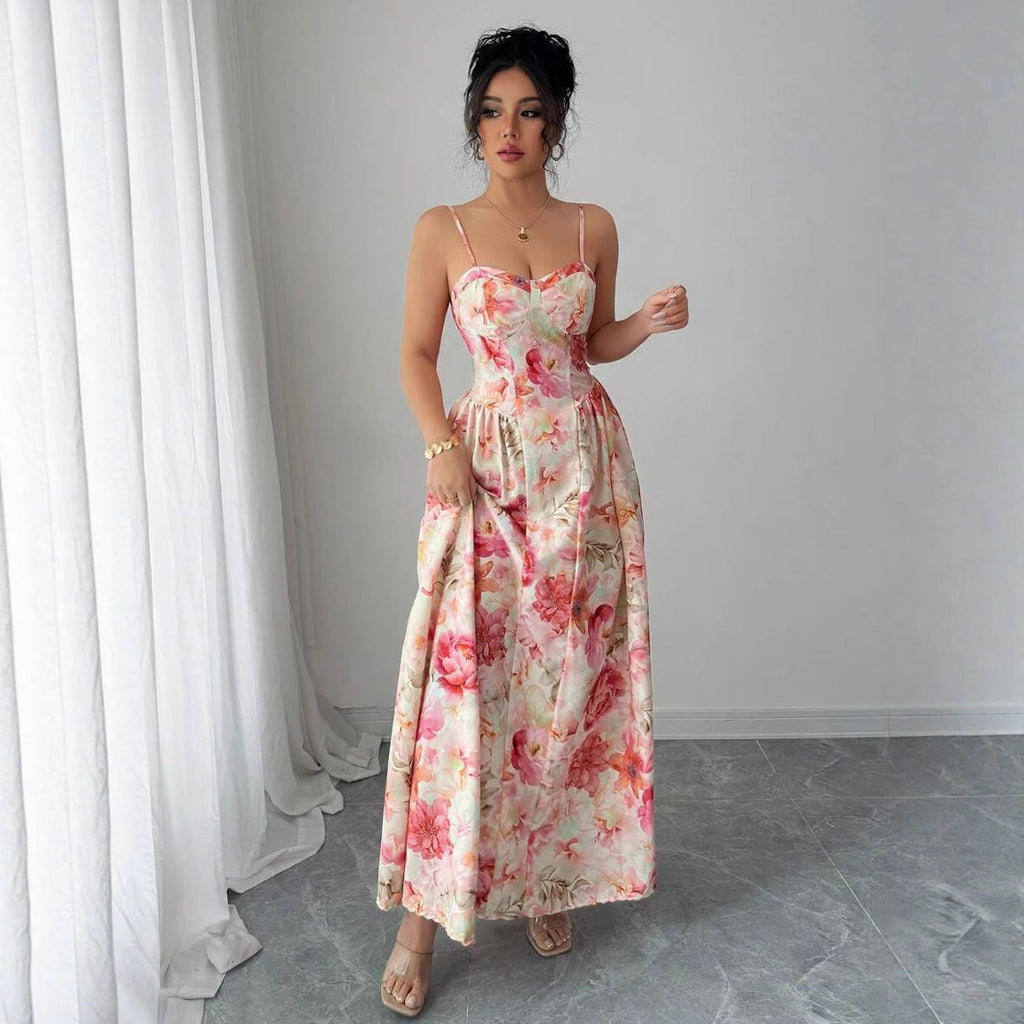 Spring Summer off the Shoulder Strap Women Clothing Fairy Long Elegant Evening Dress SCC