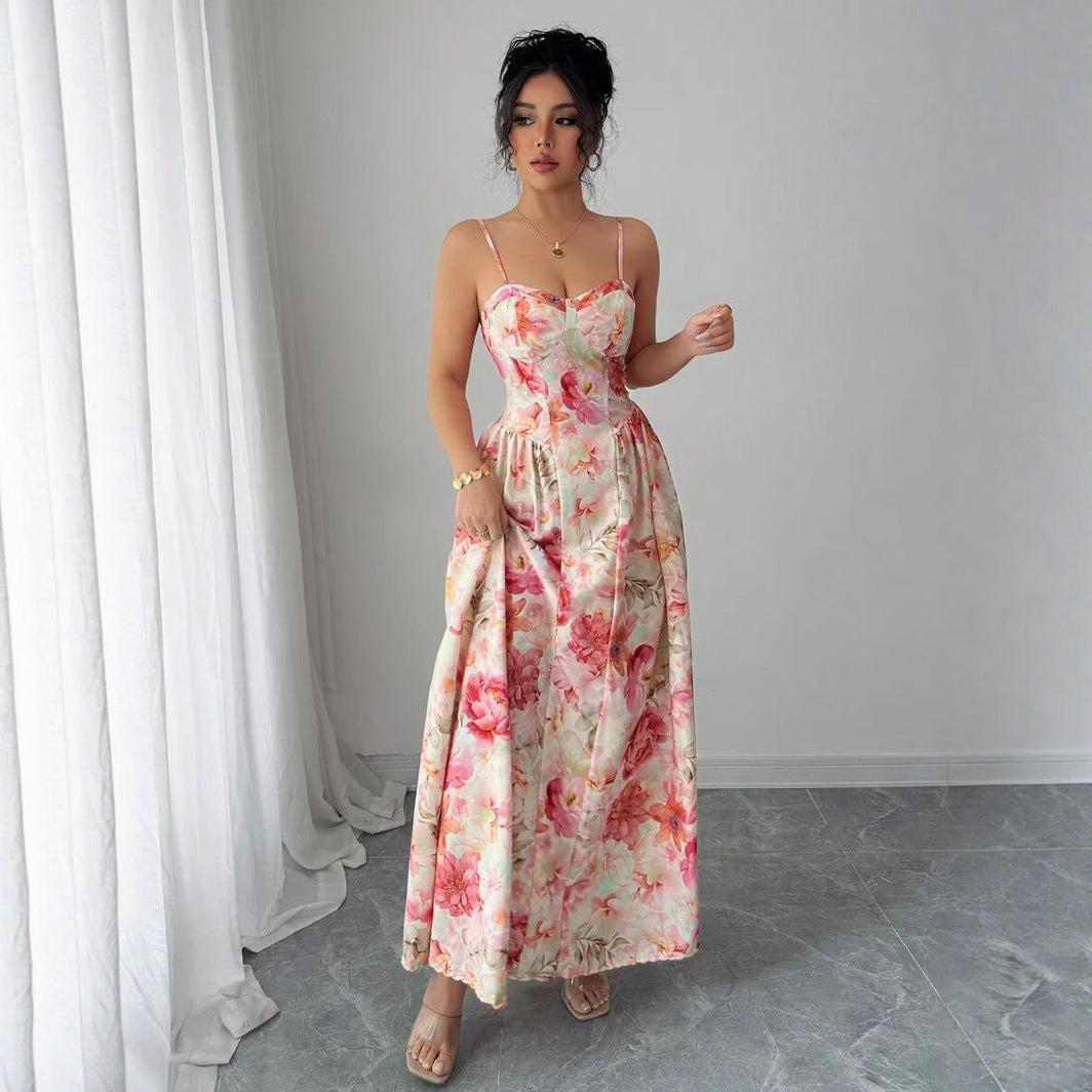 Spring Summer off the Shoulder Strap Women Clothing Fairy Long Elegant Evening Dress SCC