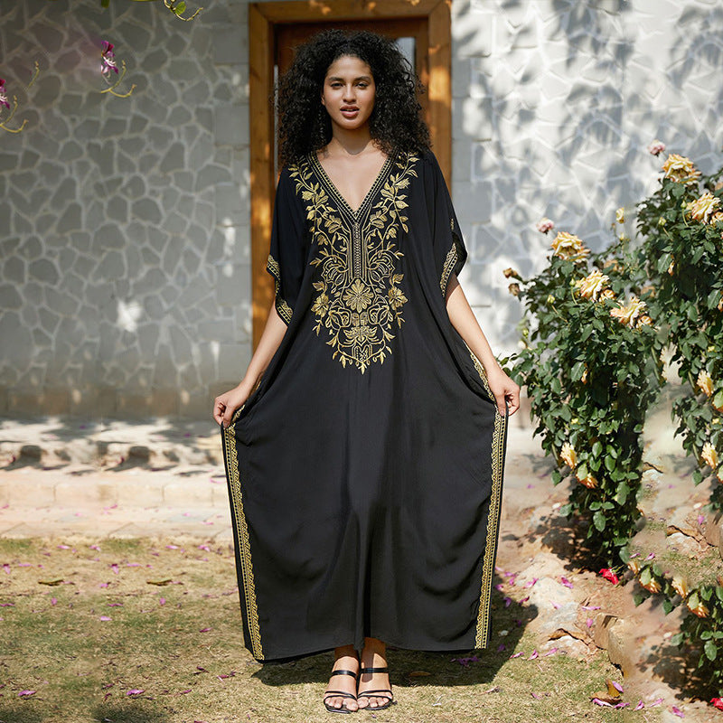 Embroidered Holiday Maxi Dress Seaside Beach Cover up Casual Dress Beach Cover Up Women EvenStar