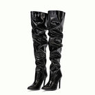 Spring Summer Catwalk Show Patent Leather Slimming Pointed Stiletto Heel Women High Heel Boots Euseen