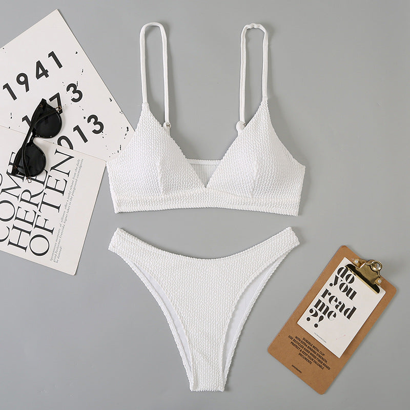Bikini brasileño sexy con estampado de ondas divididas para mujer