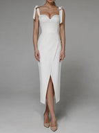 Spring Summer Women Clothing Sexy V neck Strap Sheath Dress OUSHIMAI