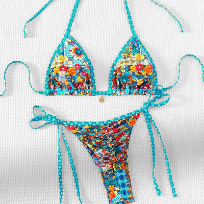 Traje de baño fresco estampado dividido bikini sexy traje de baño bikini