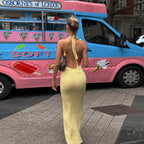 Robe d'été sexy pour femme, col V, dos nu, taille haute, coupe cintrée, couleur unie