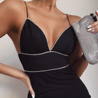 Clothing Arrival Sexy Slim Dress Diamond Decorations Trim Strap Dress for Women SMUJI