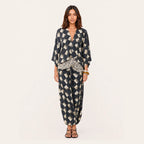 Spring Summer Artificial Linen Printed Batwing Sleeve Dress Loose Vacation Dress for Women Oyrina