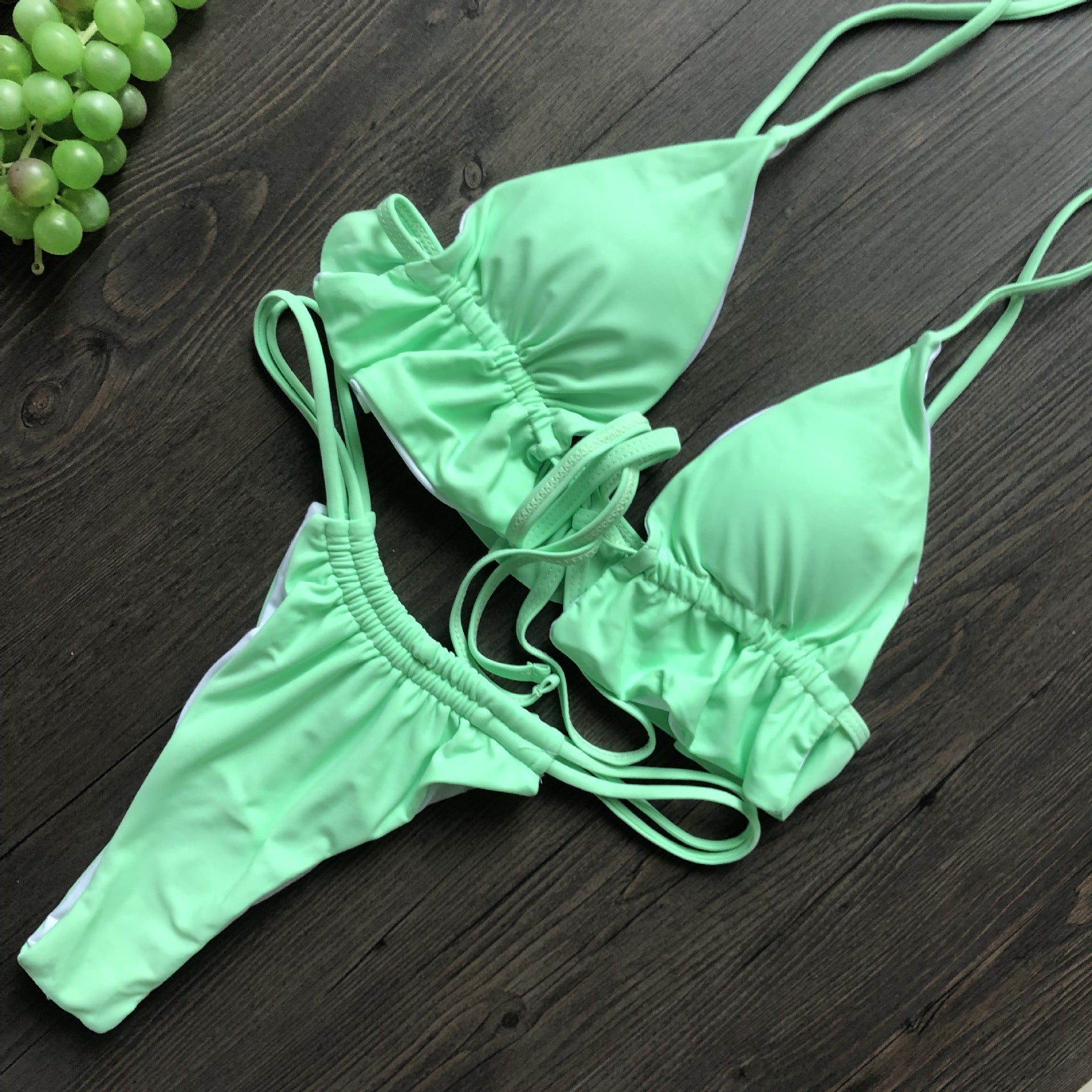 Traje de baño de una pieza sin espalda sexy bikini de color sólido traje de baño bikini de mujer