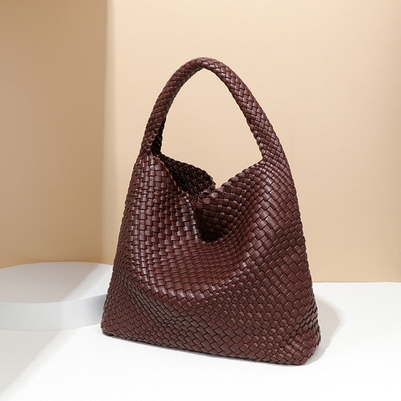 Cesta de comida de gran capacidad, hecha a mano, para mujer, bolso de mano informal, bolso de mano debajo del brazo 