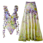 Traje de baño de una pieza con borlas y estampado floral 3D para mujer