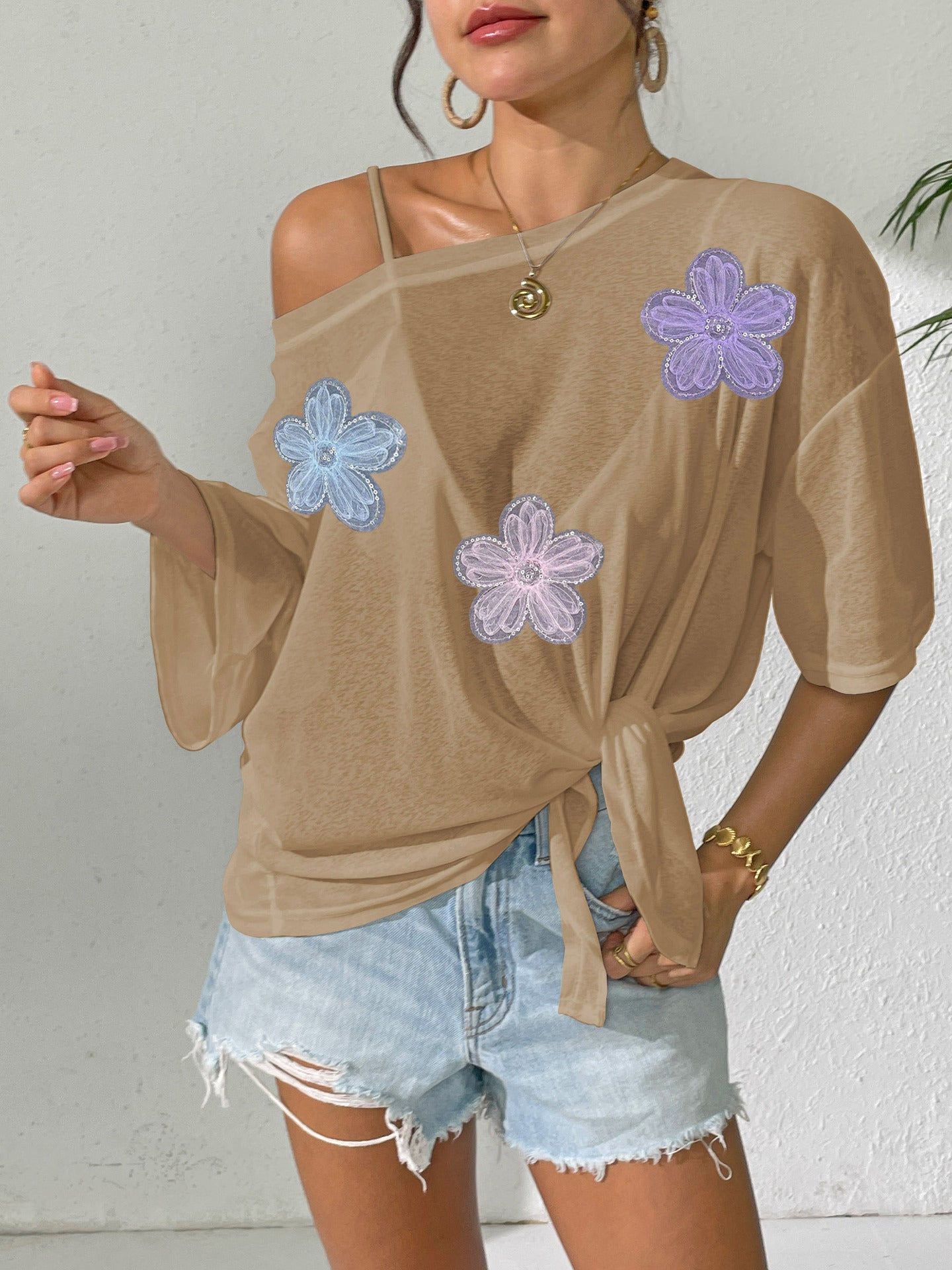 Khaki 3 Lace Flower
