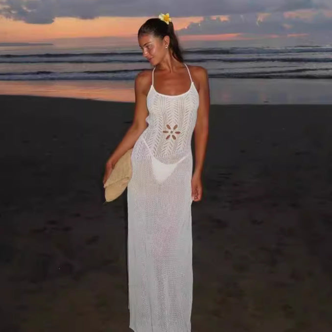 Floral Cutout Sexy Tight Beach Dress With Suspenders Backless Dress Spring Summer Havana