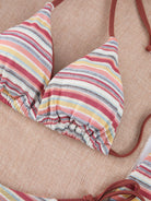 Fresh Color Striped Bikini Swimsuit Overskirt CSC